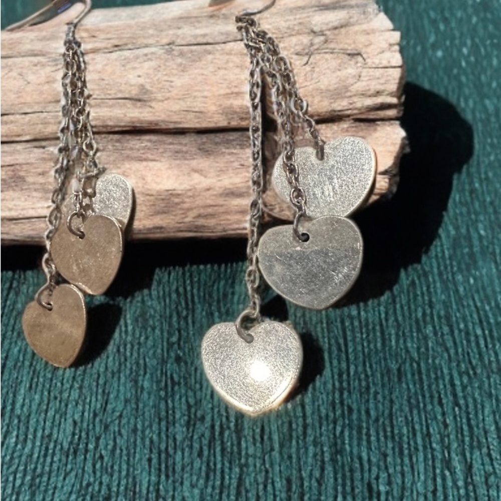 Elegant Silver Heart Dangle Earrings